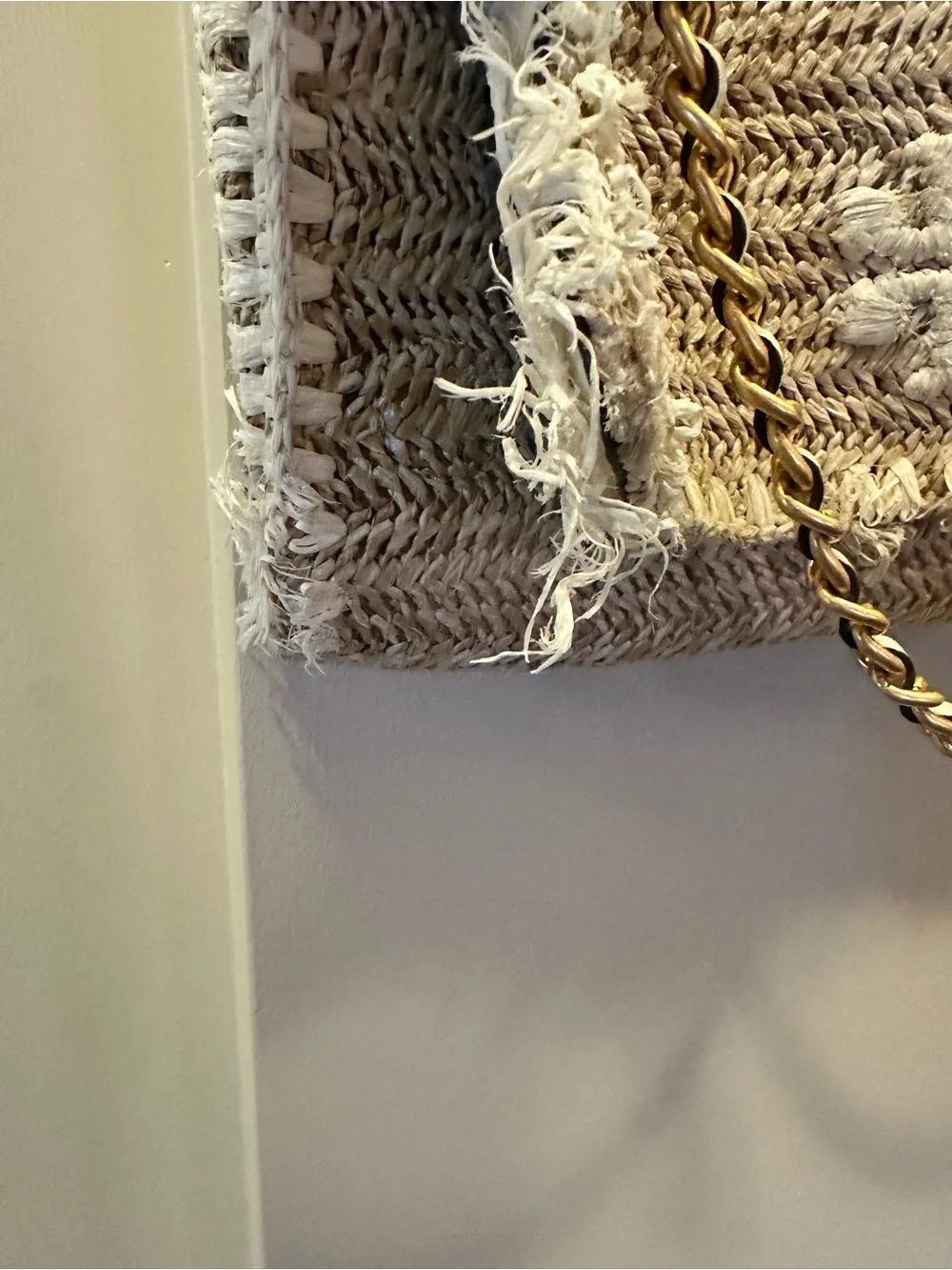 Tory Burch Woven Straw Crossbody Bag with White Trim